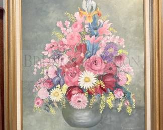 OIL ON CANVAS FLORAL STILL LIFE