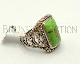 STERLING, GREEN TURQUOISE RING