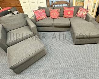 (4) CRATE & BARREL MODULAR SOFA WITH CHAISE & CHAIR WITH OTTOMAN