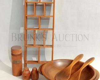 WOOD BOWL AND UTENCILS