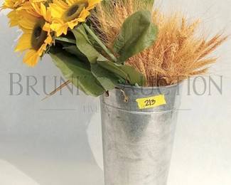 SUNFLOWER AND GALVANIZED VASE