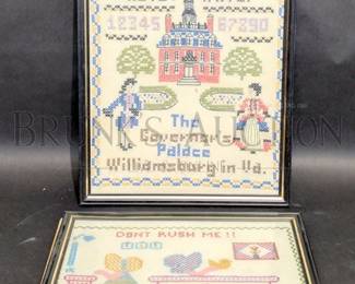 (2) CROSS STITCH SAMPLERS FRAMED