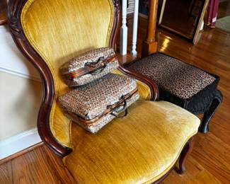 vintage chair with velvet upholestry