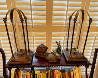 Brass/Wood candle holders and bunny rabbit figurines