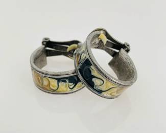 Abstract Enamel Clip On Earrings