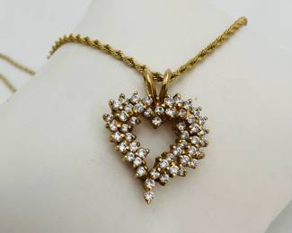 CZ Heart Pendant on Gold Necklace
