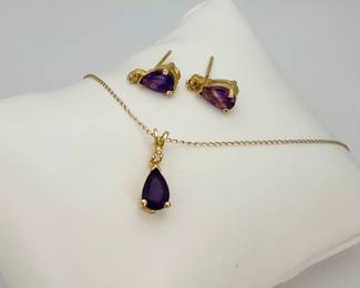 Amethyst and Diamond Necklace & Earrings