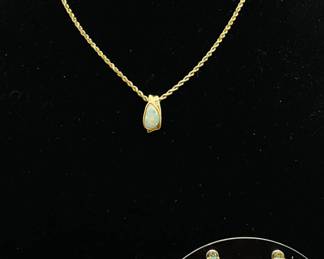 14K Opal Necklace & Earrings
