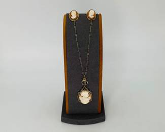 Cameo Necklace and Earrings