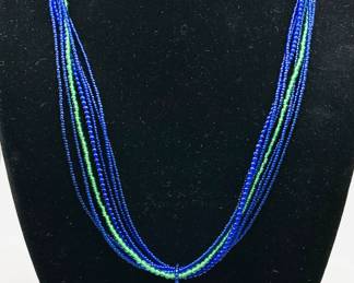 Multi Strand Glass Beaded Necklace with Earrings