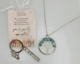 Tree of Life Pendant with Volunteer Appreciation Keychain