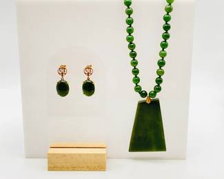 Jade & Gold Filled Earrings and Necklace