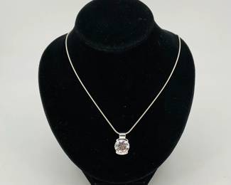 Sterling Silver Chain with Rhinestone Pendant