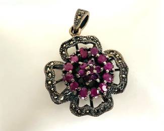 Ruby & Marcasite Pendant
