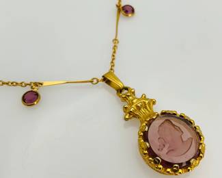 Vintage Intaglio Amethyst Necklace