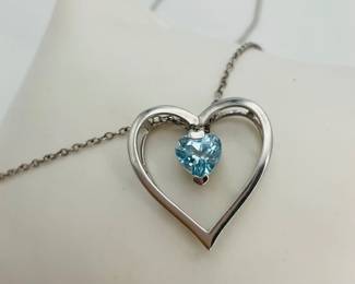 Topaz and Silver Heart Necklace