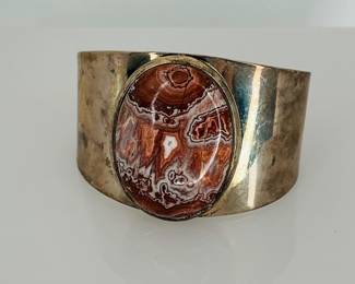 Crazy Lace Agate & Silver Bracelet