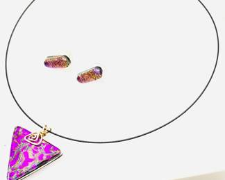 Art Glass Necklace and Earring Set