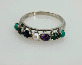 14K White Gold Multi Stone Ring