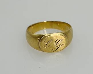 14K Initial Signet Ring