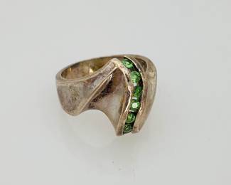 Sterling Silver and Green Tourmaline Ring
