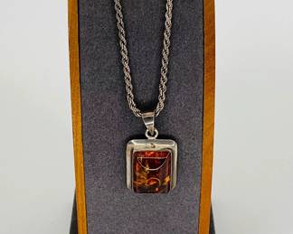 Amber & Sterling Earrings and Necklace