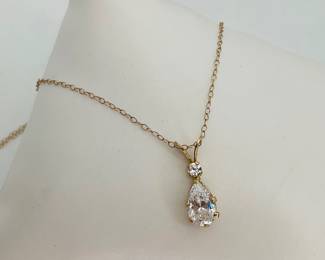 14K Gold Necklace with CZ Pendant