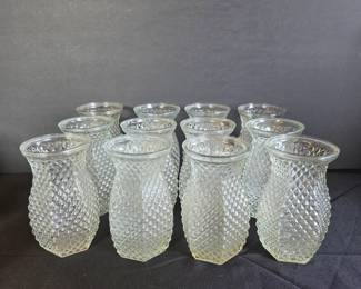 Hoosier Diamond Hobnail Clear Glass Vases