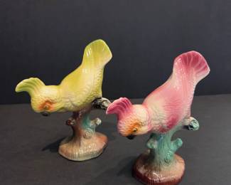 Mid-century Modern glazed ceramic cockatoo figurine