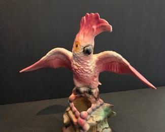 Mid-century Modern glazed ceramic cockatoo figurine