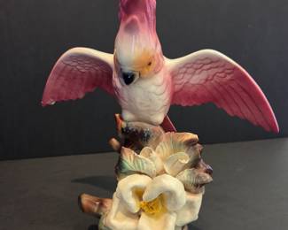 Mid-century Modern glazed ceramic cockatoo figurine