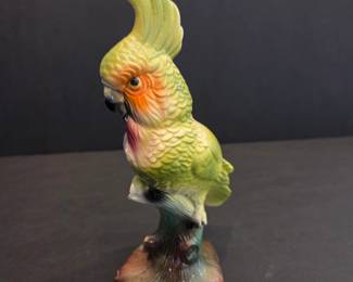Mid-century Modern glazed ceramic cockatoo figurine