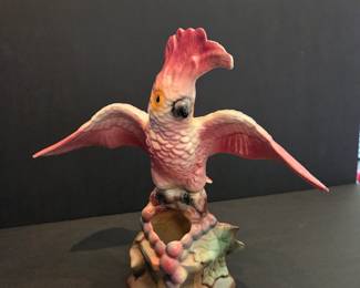 Mid-century Modern glazed ceramic cockatoo figurine