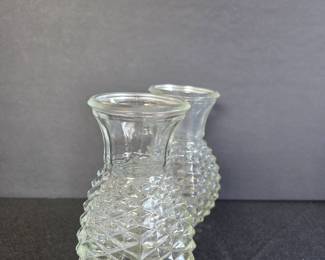 Pine cone pattern clear glass vases