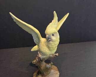 Mid-century Modern glazed ceramic cockatoo figurine