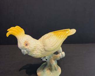 Mid-century Modern glazed ceramic cockatoo figurine