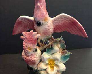 Mid-century Modern glazed ceramic cockatoo figurine