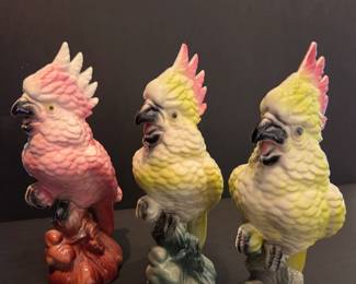 Mid-century Modern glazed ceramic cockatoo figurine
