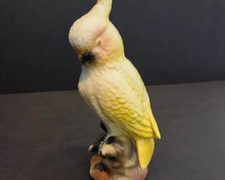 Mid-century Modern glazed ceramic cockatoo figurine