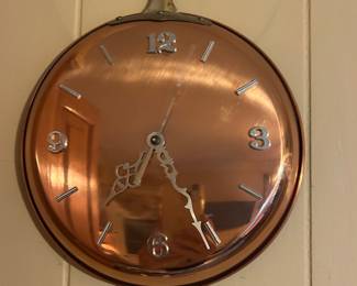 Copper clock with brass handle