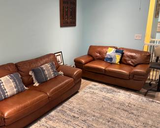 natuzzi genuine leather sofa and loveseat