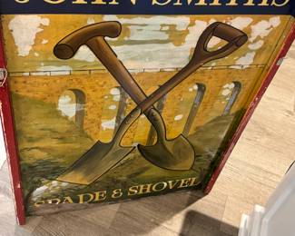 John smiths spade and shovel double sided wood sign - large