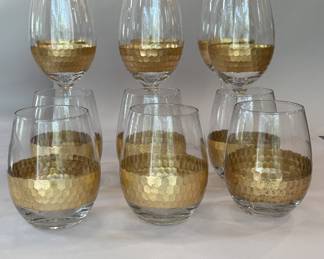 Set of 12-  6  Stemless wine glasses  & 6 wine glasses