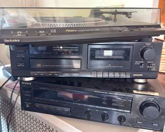 Technics Turntable, JVC Dual Cassette Deck & Sony Stereo Receiver – Complete Hi-Fi Audio System