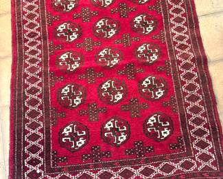 Tribal Wool Rug – Handwoven Red Geometric Oriental Carpet 2x4
