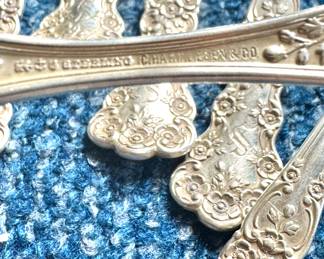 Antique Sterling Silver Teaspoons – Floral Pattern by Chas. W. Engelhard & Co. (Set of 7)