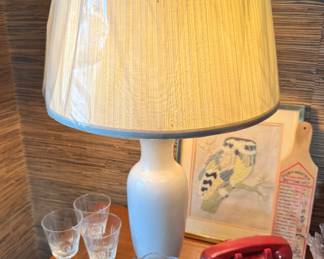 Mid-Century White Ceramic Table Lamp with Shade – Vintage Home Lighting