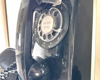 Vintage Black Rotary Dial Wall Telephone – Mid Century Western Electric Style Retro Collectible