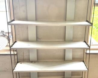 Industrial Metal & Wood Bookshelf – Mid-Century Storage Rack