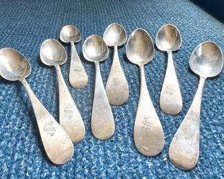 Antique Sterling Silver Teaspoons by Ranger & Thompson – 19th Century Utica Silversmith Set of 8